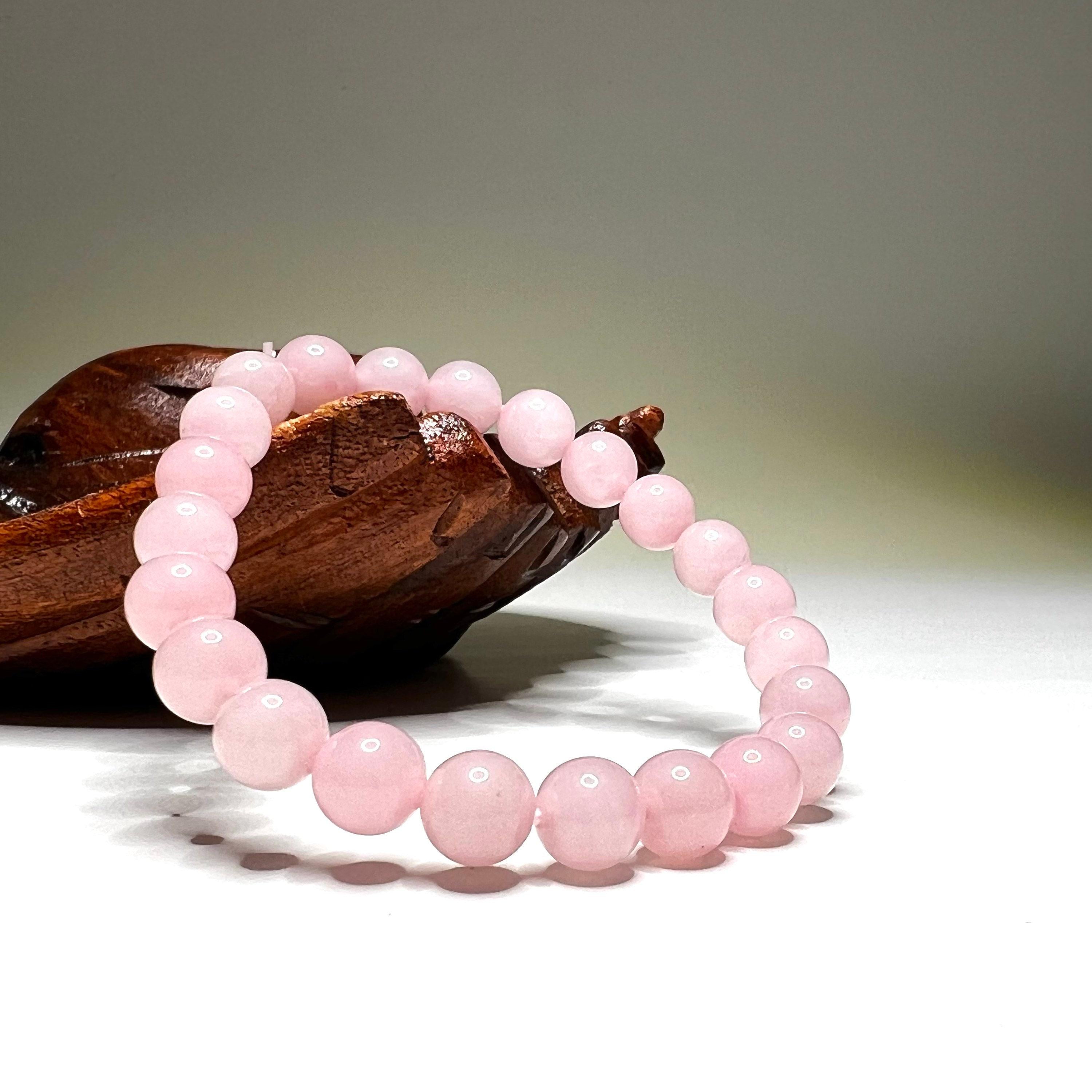 Rose Quartz Crystal Bracelet: Gemstone Beaded Stretch Bracelet