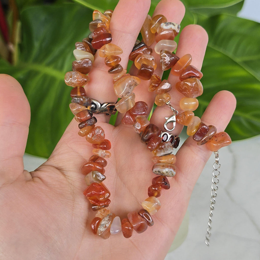 Carnelian Chunky Chips Choker Necklace – 16" with 2" Extender