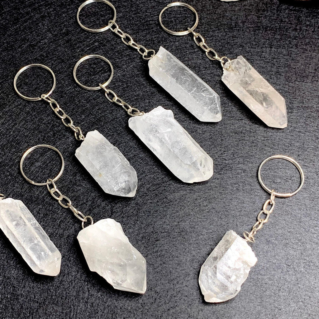 Clear Quartz Point Crystal Keychain