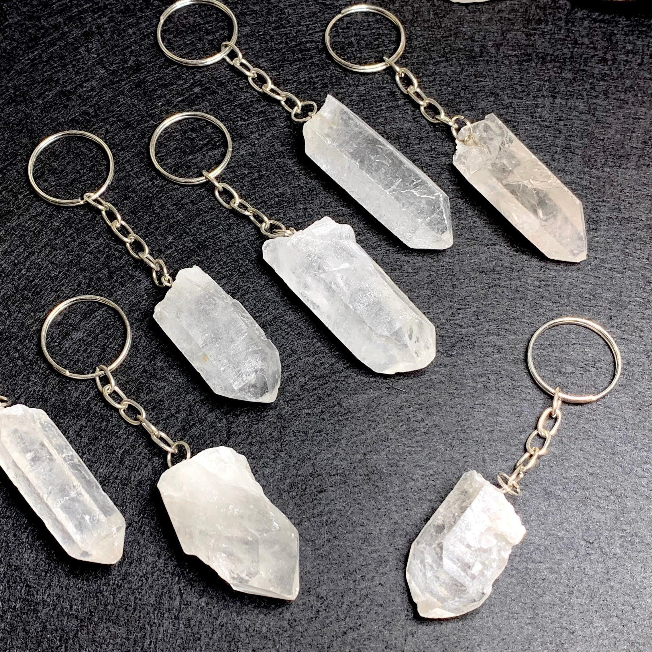 Clear Quartz Point Crystal Keychain