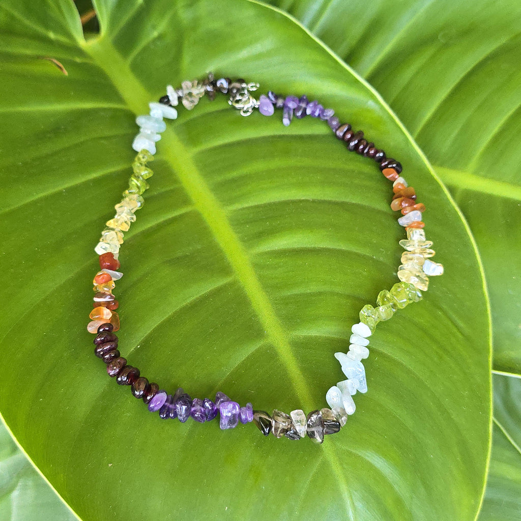 Multi Gemstone Chakra Choker Necklace – 16" with 2" Extender