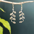 Herkimer Diamond Vine Leaf Sterling Silver Earrings