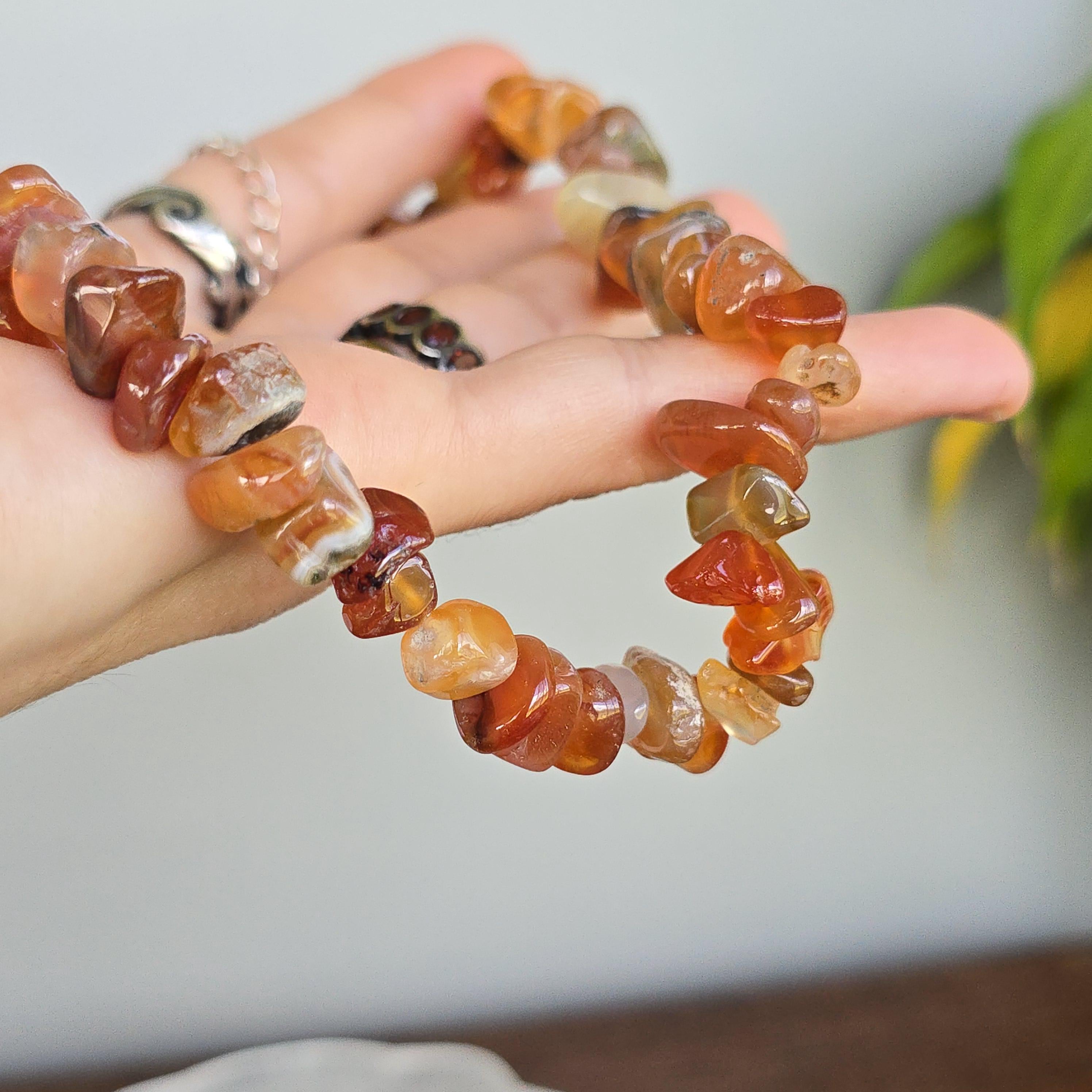 Carnelian Chunky Chips Choker Necklace – 16" with 2" Extender