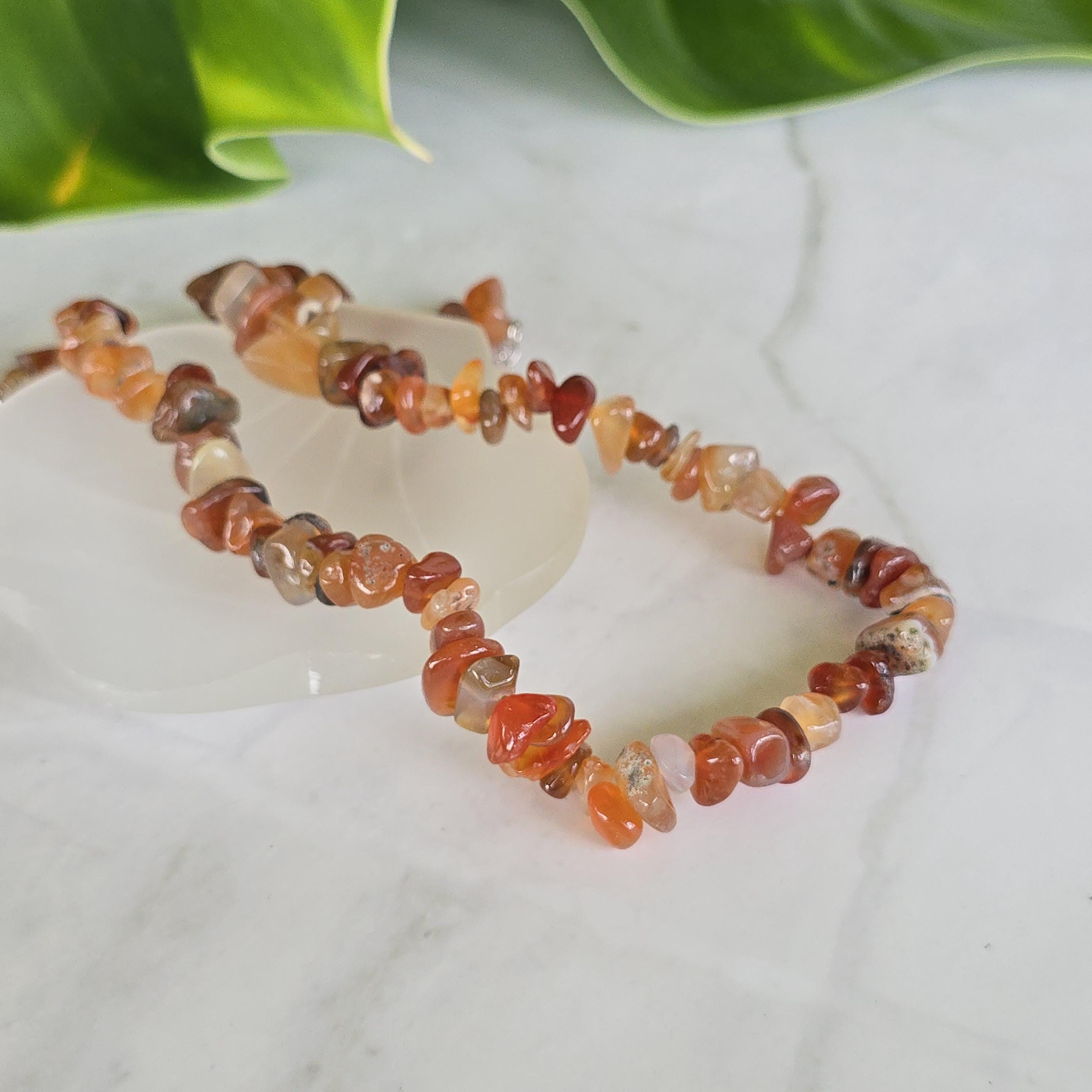 Carnelian Chunky Chips Choker Necklace – 16" with 2" Extender