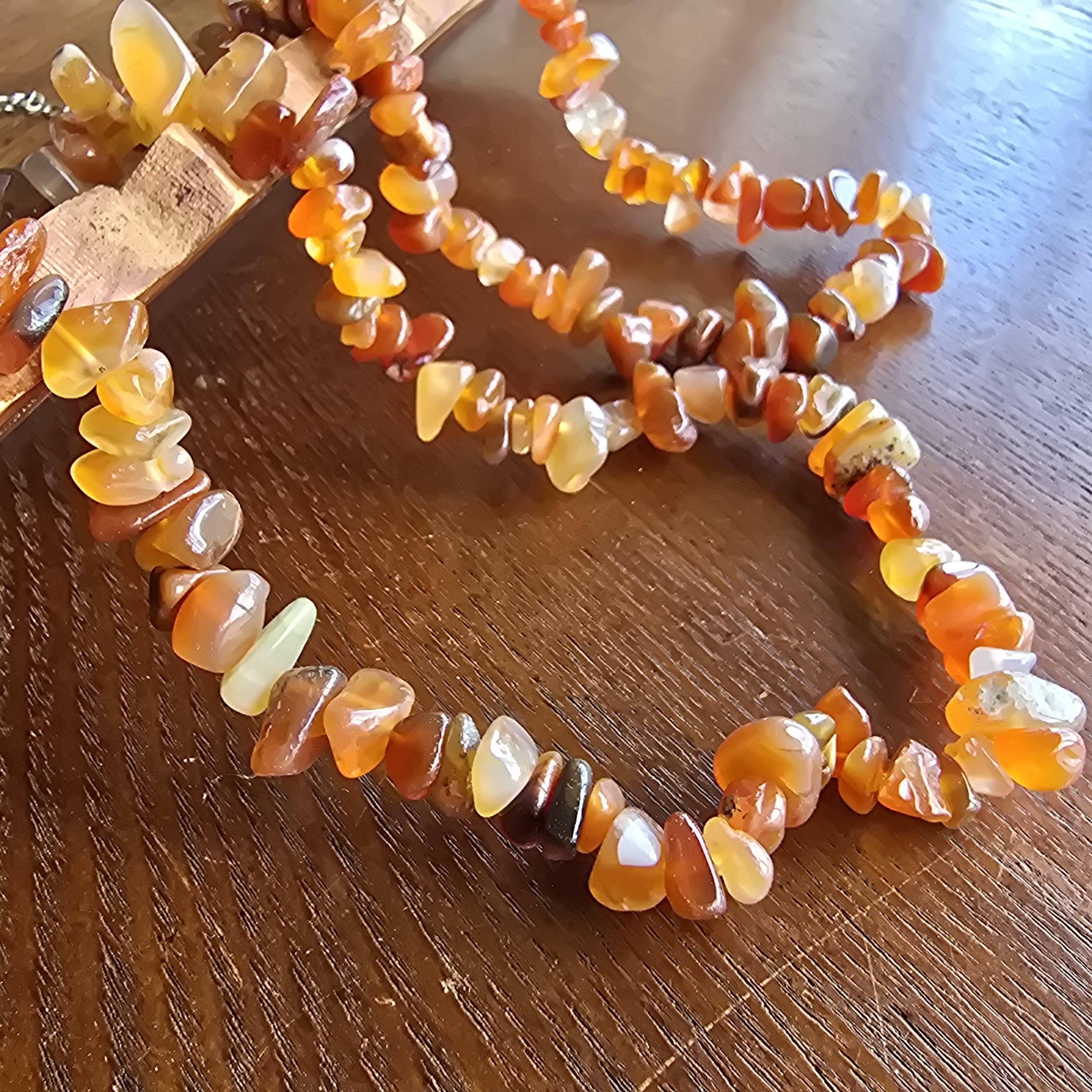 Carnelian Chunky Chips Choker Necklace – 16" with 2" Extender