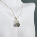 Moldavite, Meteorite & Herkimer Diamond Sterling Silver Pendant Necklace