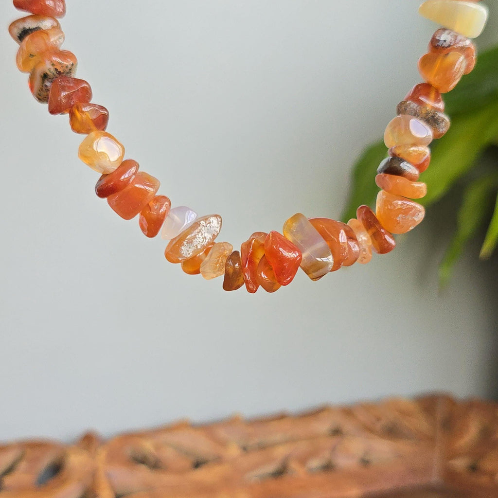 Carnelian Chunky Chips Choker Necklace – 16" with 2" Extender