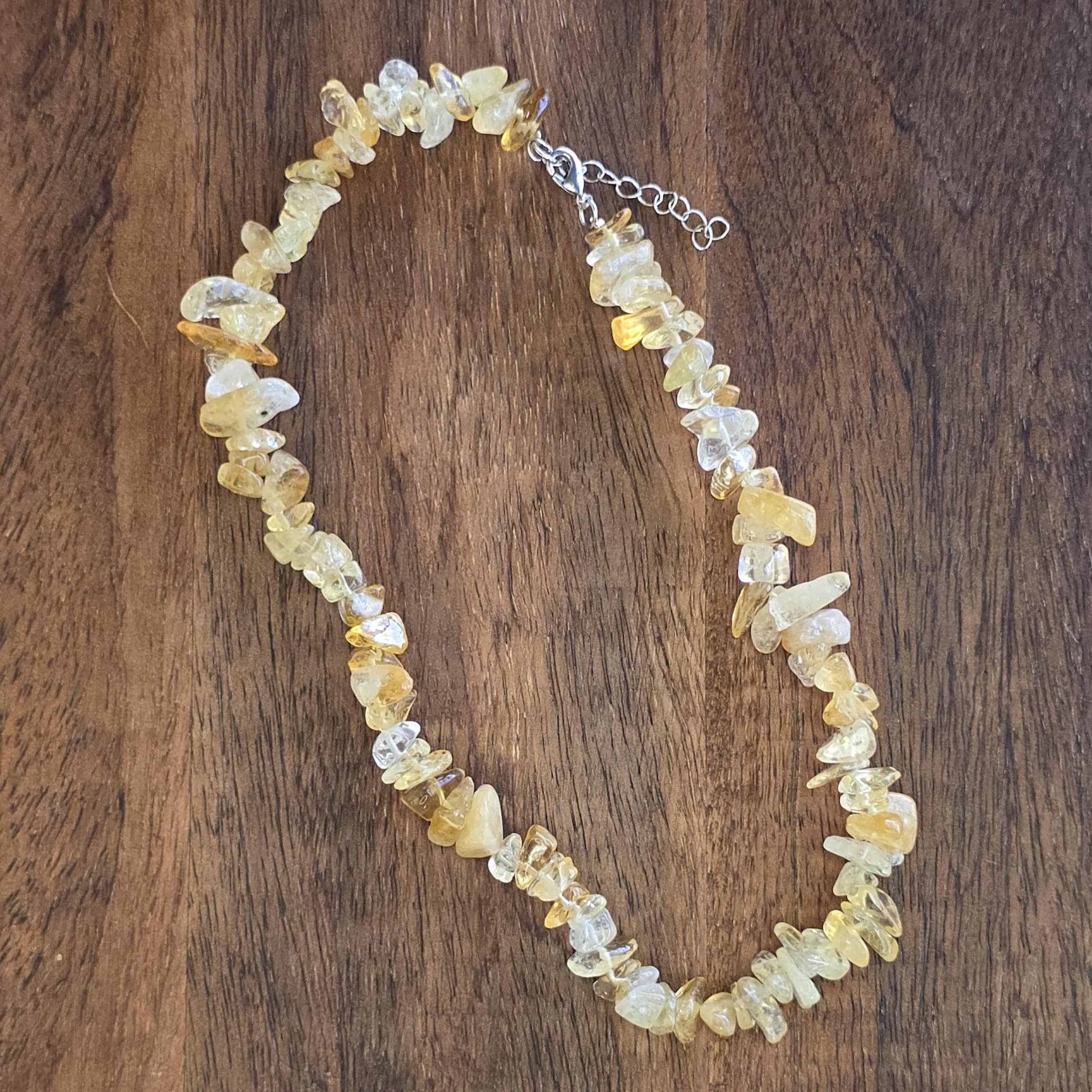 Citrine Chunky Chips Choker Necklace – 16" with 2" Extender