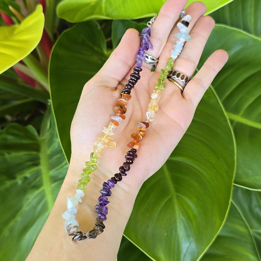 Multi Gemstone Chakra Choker Necklace – 16" with 2" Extender