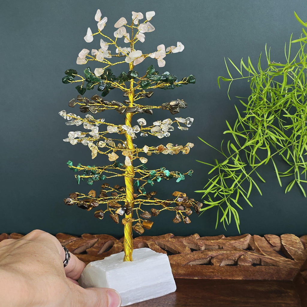 Abundance & Wealth Crystal Tree with Selenite Base