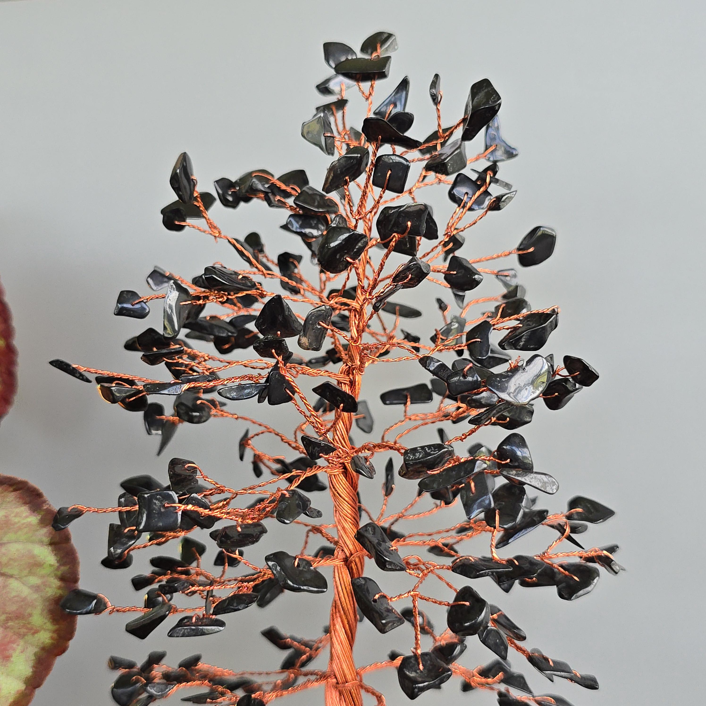 Black Tourmaline Crystal Tree with Selenite Base