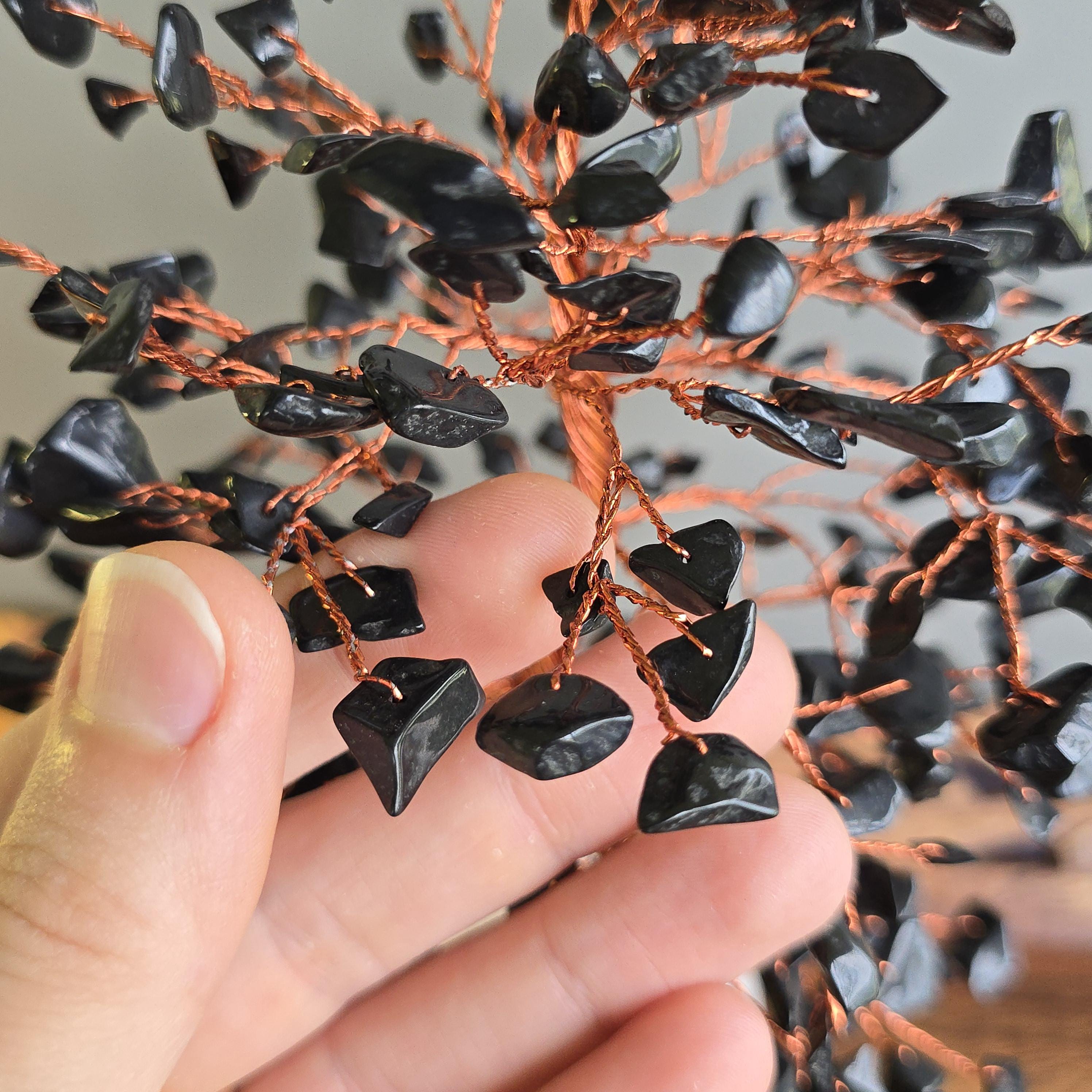 Black Tourmaline Crystal Tree with Selenite Base