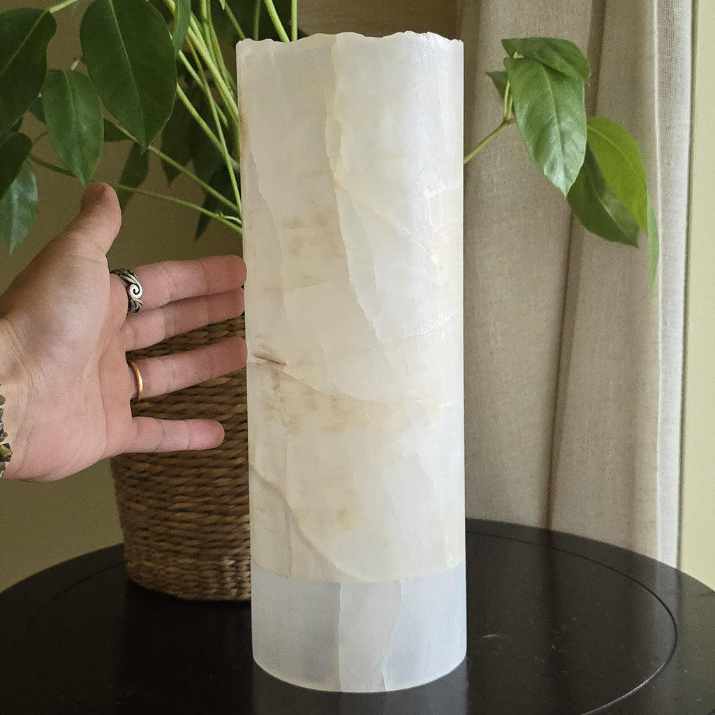 Onyx Table Lamp - 12 Inch Natural Cylinder Lamp from Mexico