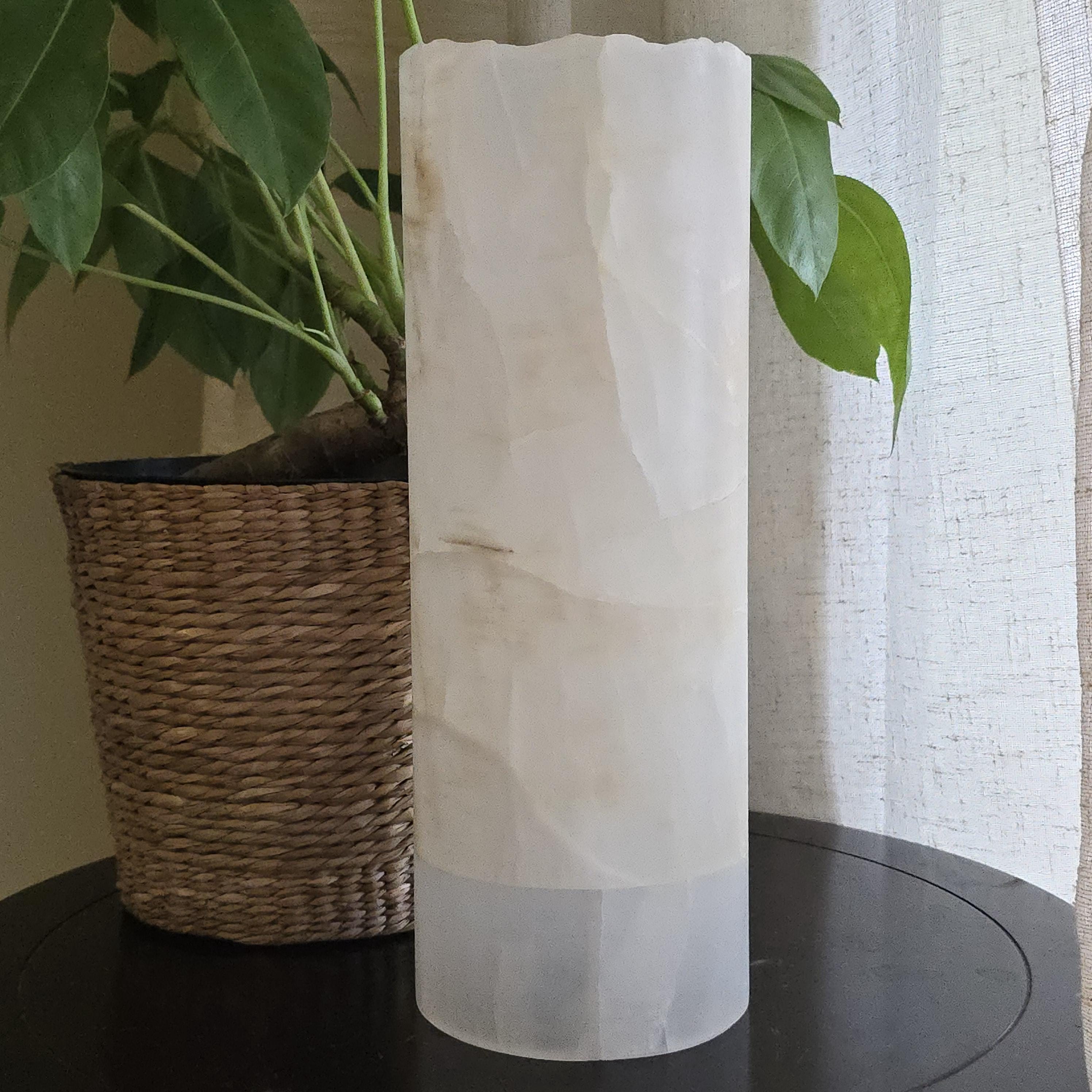 Onyx Table Lamp - 12 Inch Natural Cylinder Lamp from Mexico