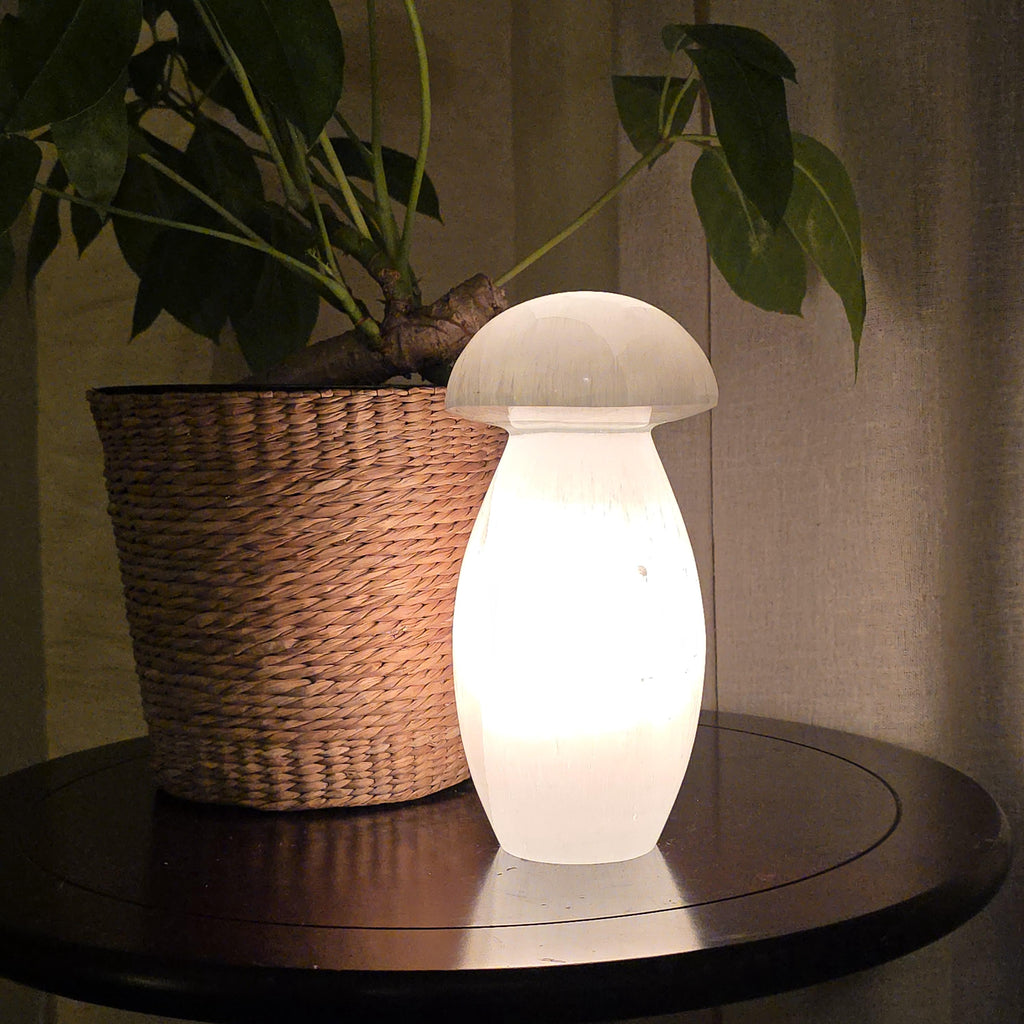 Selenite Mushroom Lamp - 8 Inch Table Lamp