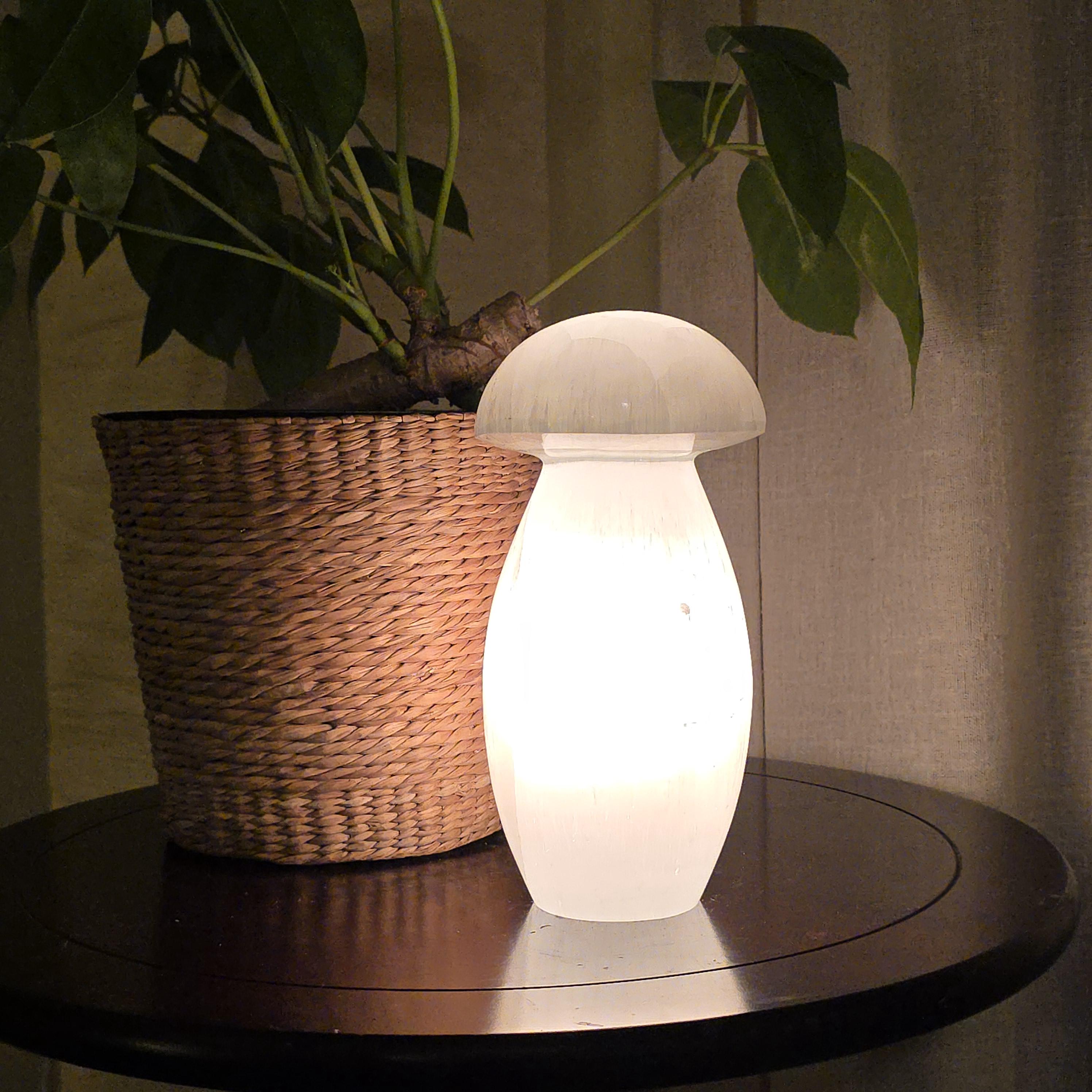 Selenite Mushroom Lamp - 8 Inch Table Lamp
