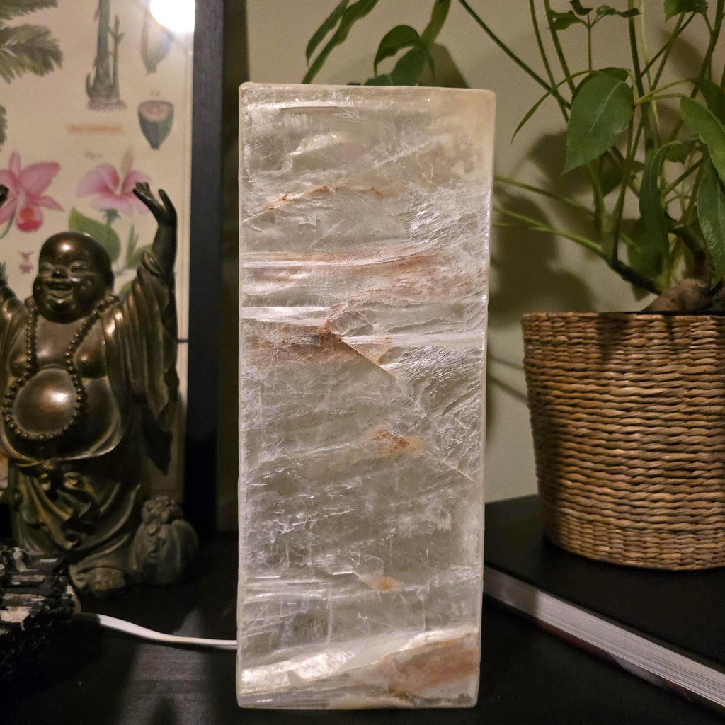 Gypsum Selenite Table Lamp - 12" Rectangular Desk Lamp