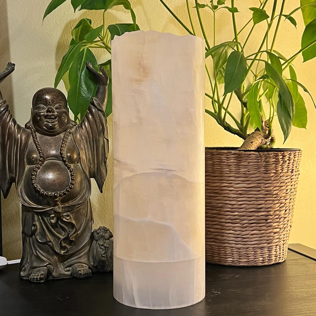 Onyx Table Lamp - 12 Inch Natural Cylinder Lamp from Mexico