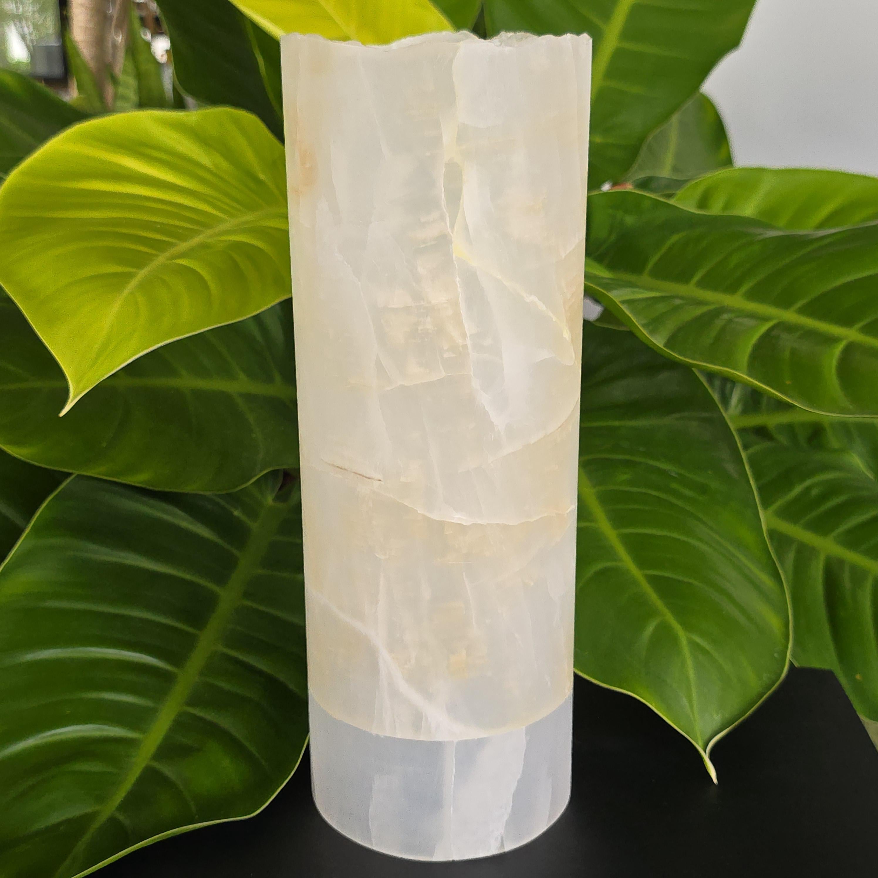 Onyx Table Lamp - 12 Inch Natural Cylinder Lamp from Mexico