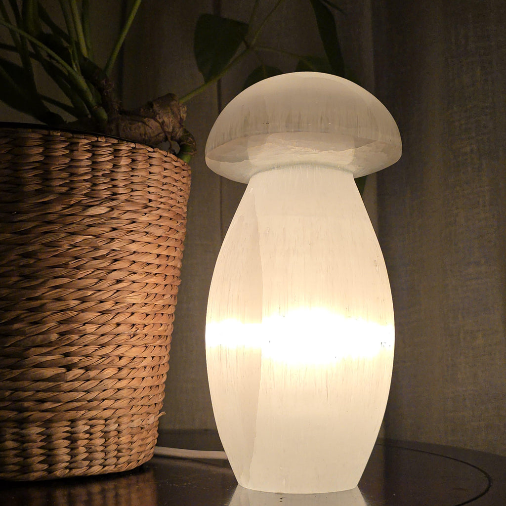 Selenite Mushroom Lamp - 8 Inch Table Lamp
