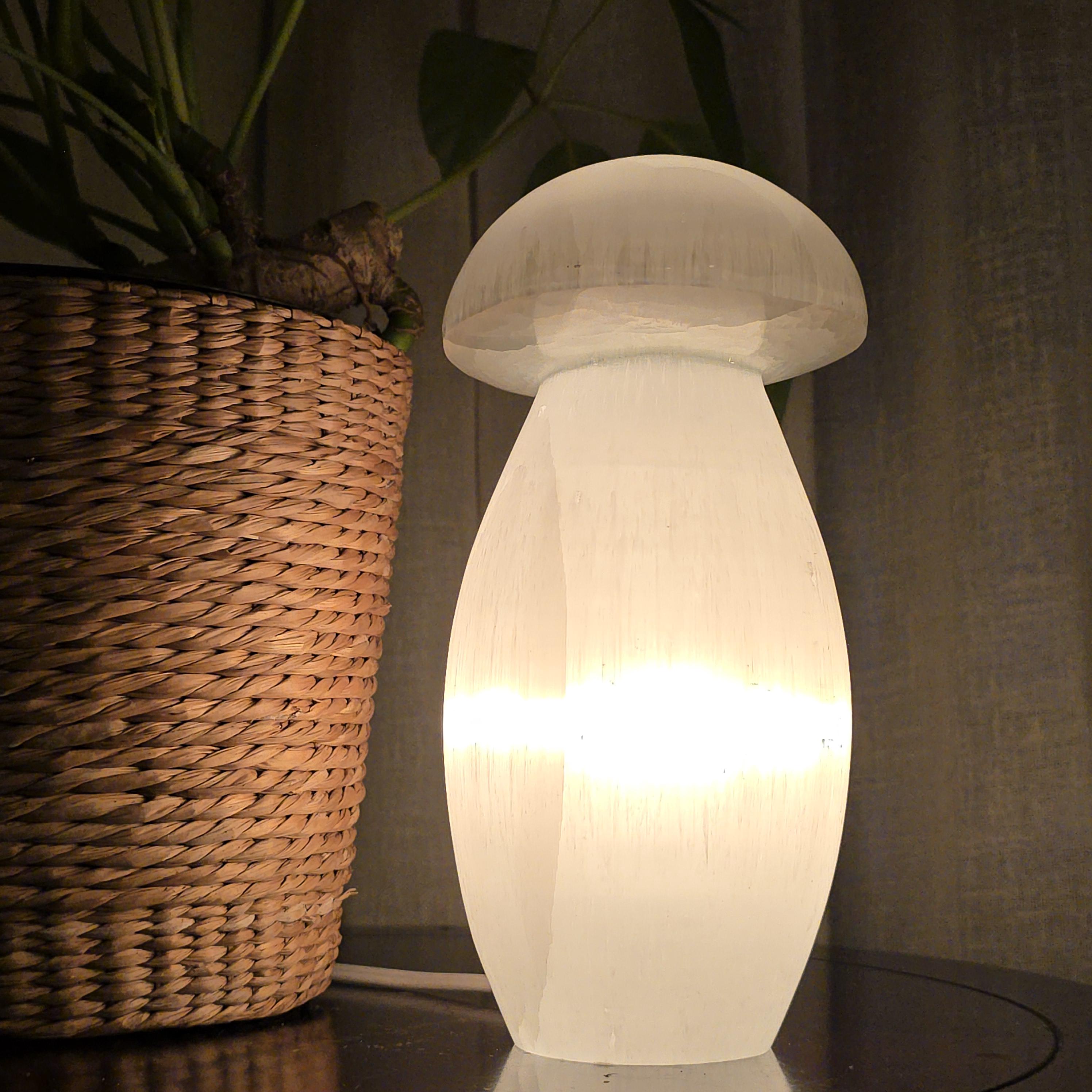 Selenite Mushroom Lamp - 8 Inch Table Lamp