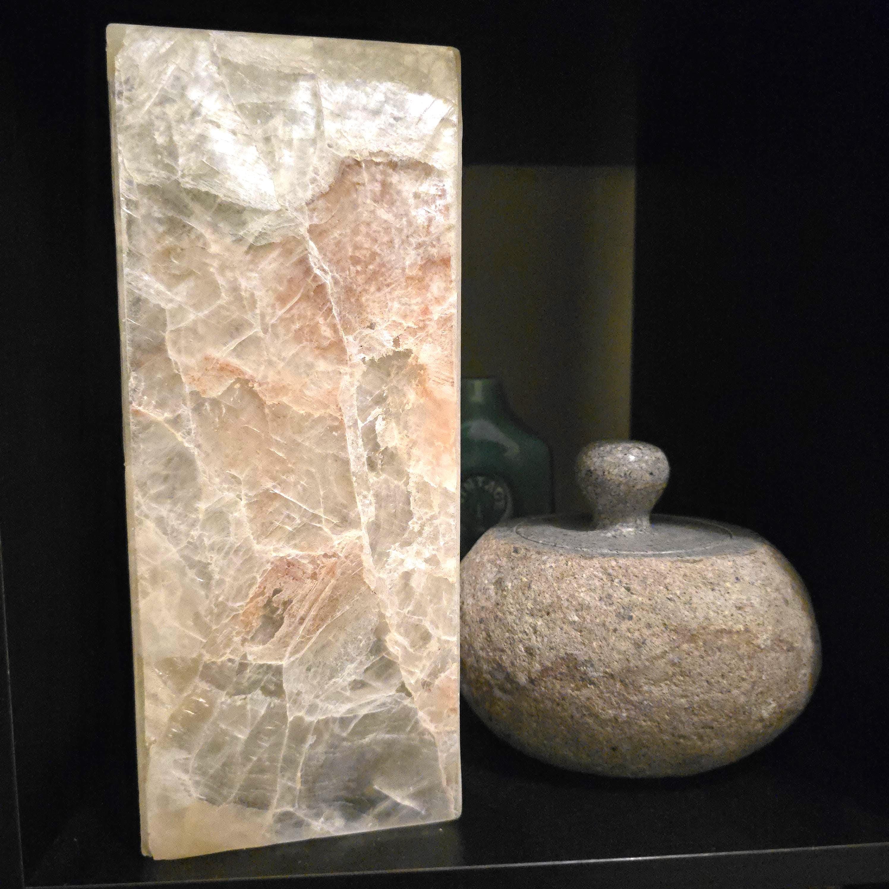 Gypsum Selenite Table Lamp - 12" Rectangular Desk Lamp