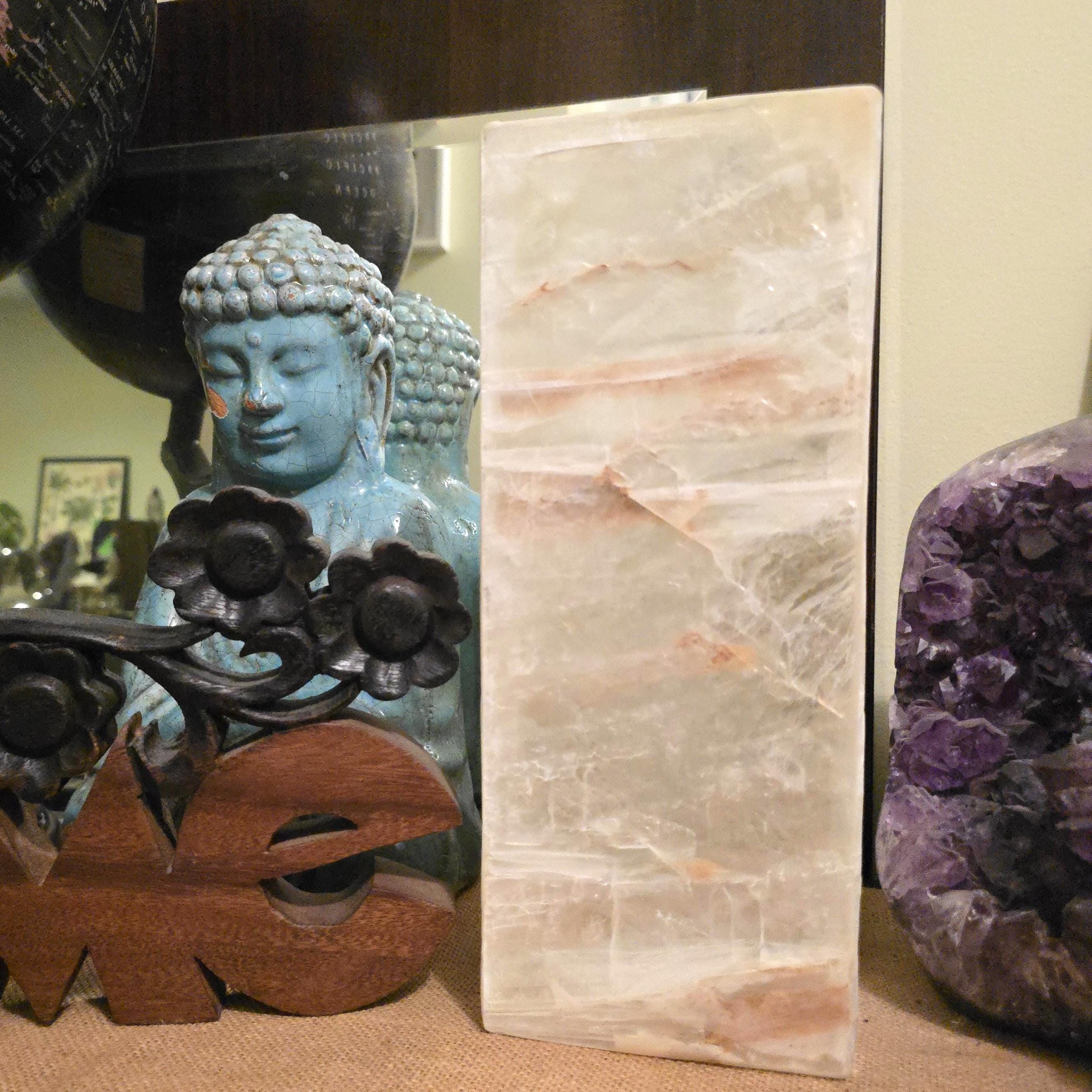 Gypsum Selenite Table Lamp - 12" Rectangular Desk Lamp