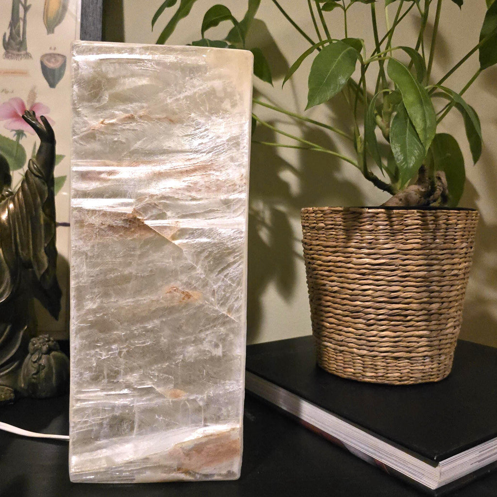 Gypsum Selenite Table Lamp - 12" Rectangular Desk Lamp