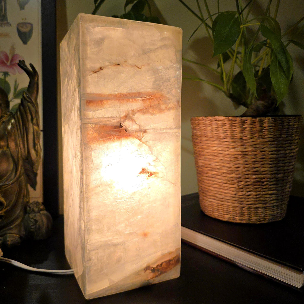 Gypsum Selenite Table Lamp - 12" Rectangular Desk Lamp