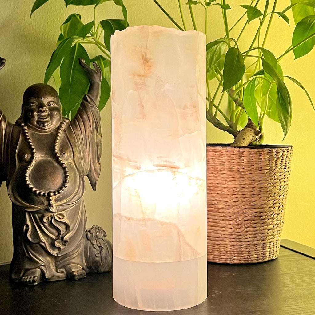 Onyx Table Lamp - 12 Inch Natural Cylinder Lamp from Mexico