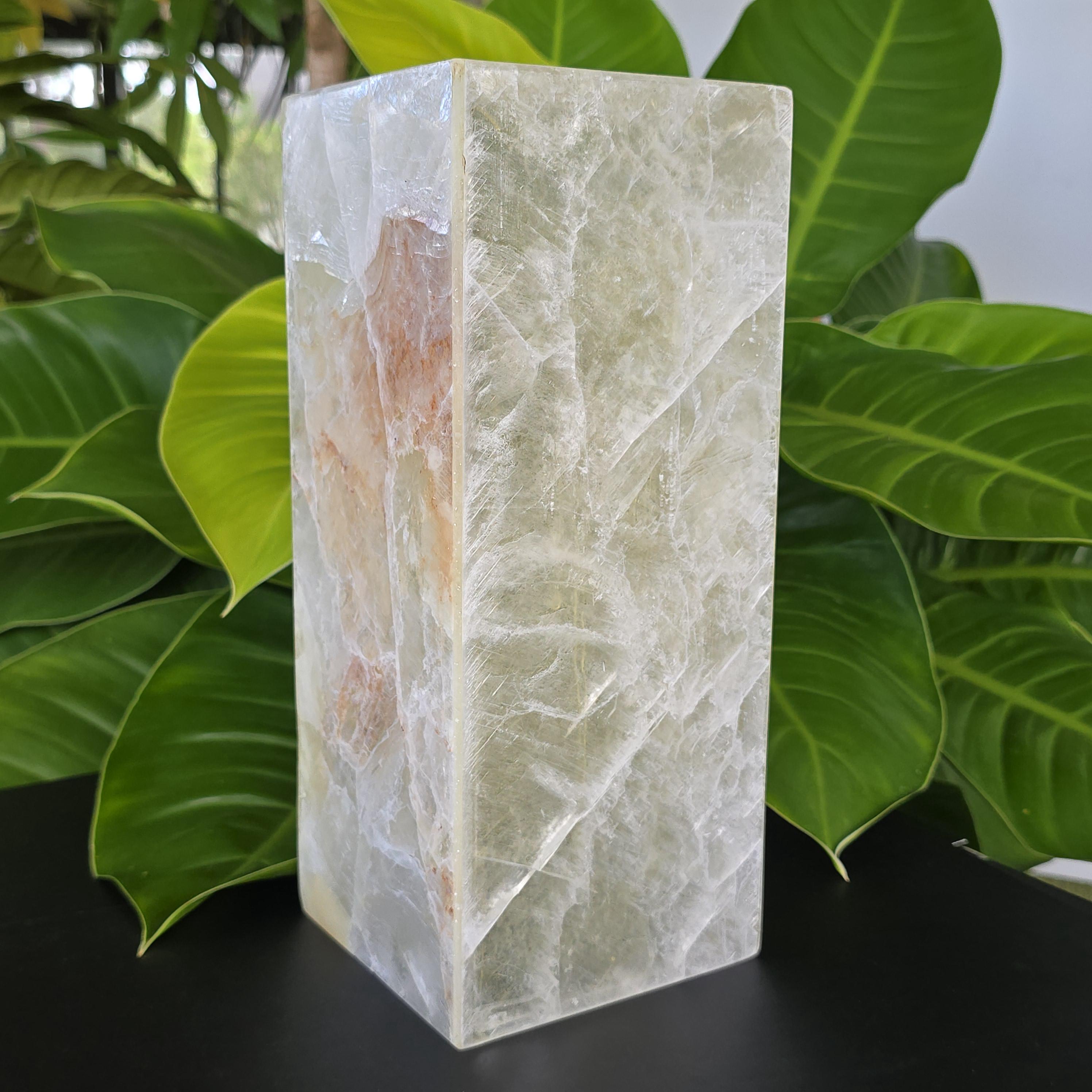 Gypsum Selenite Table Lamp - 12" Rectangular Desk Lamp