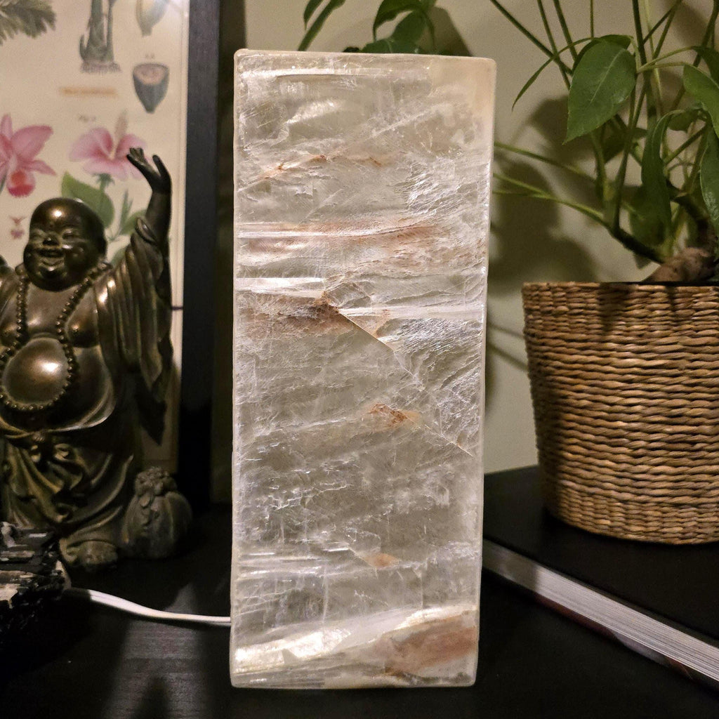 Gypsum Selenite Table Lamp - 12" Rectangular Desk Lamp
