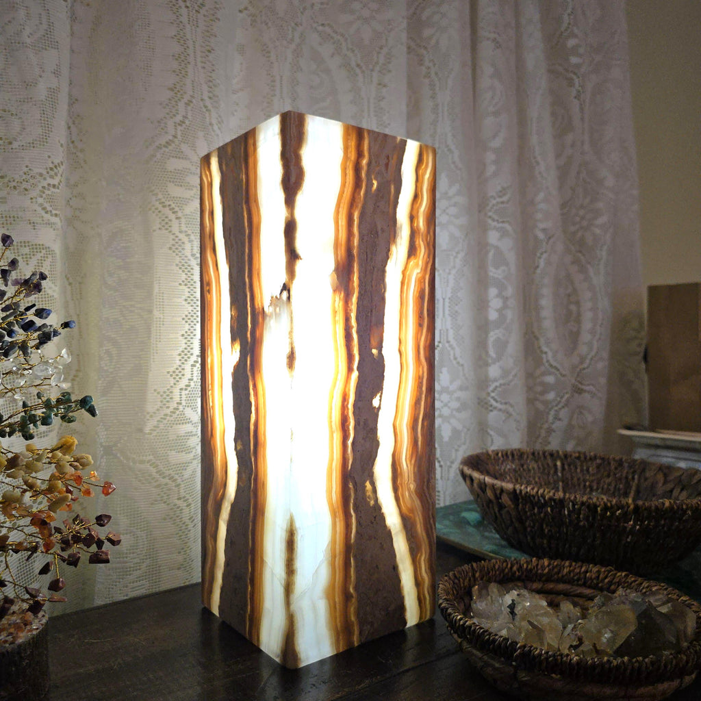Onyx Table Lamp - 16 Inch Natural Stone Lamp from Mexico