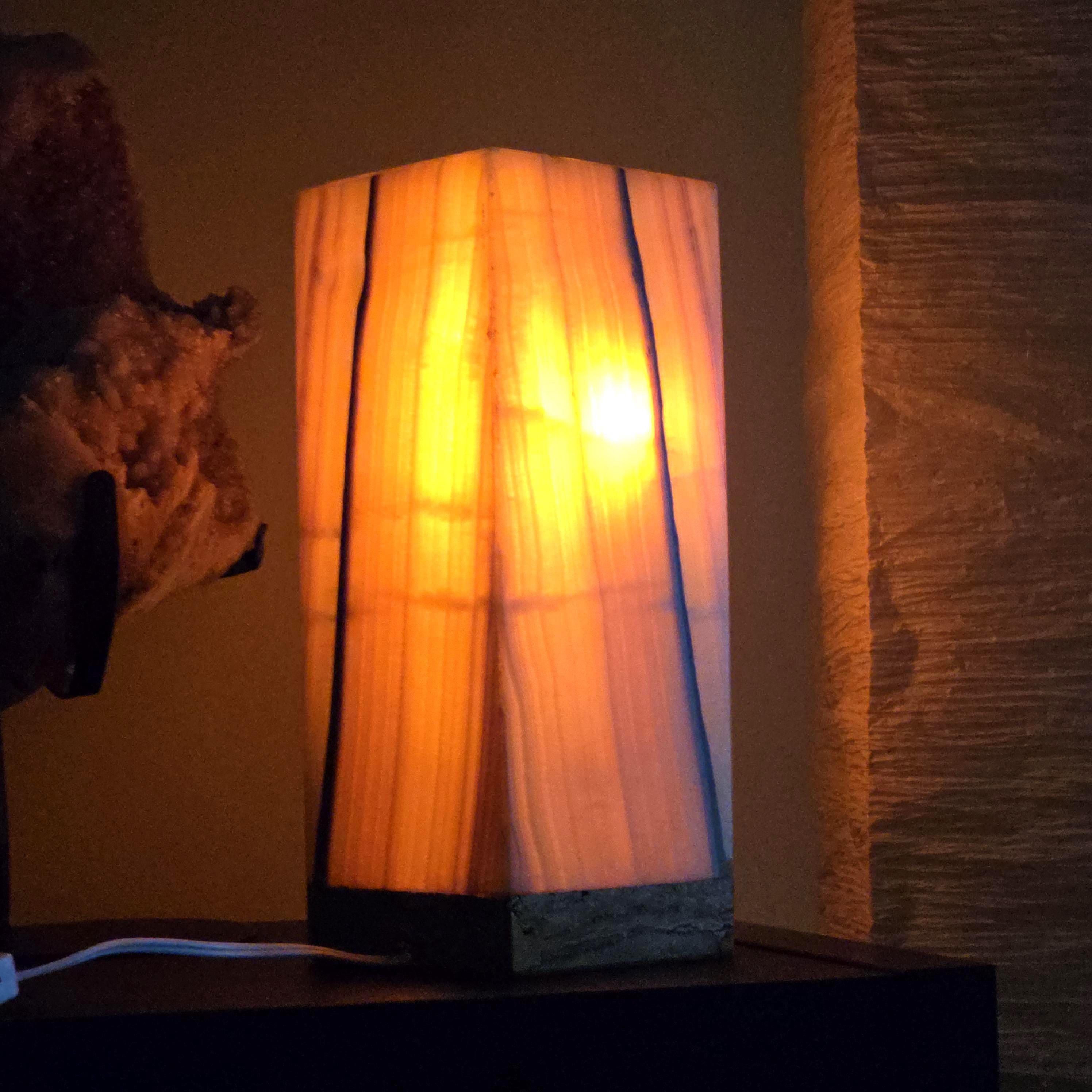 Onyx Table Lamp - 12 Inch Natural Stone Lamp from Mexico - Color Options