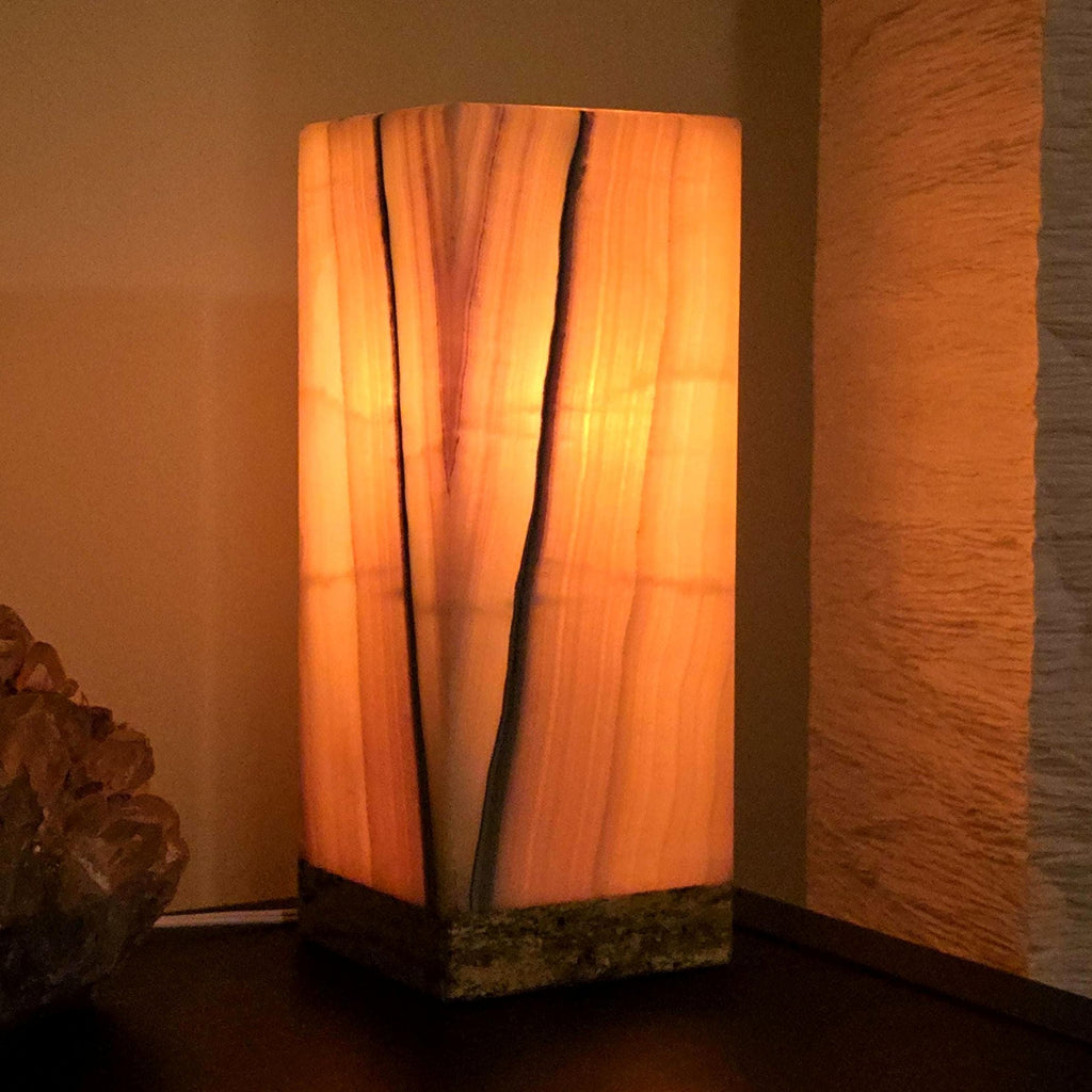 Onyx Table Lamp - 12 Inch Natural Stone Lamp from Mexico - Color Options