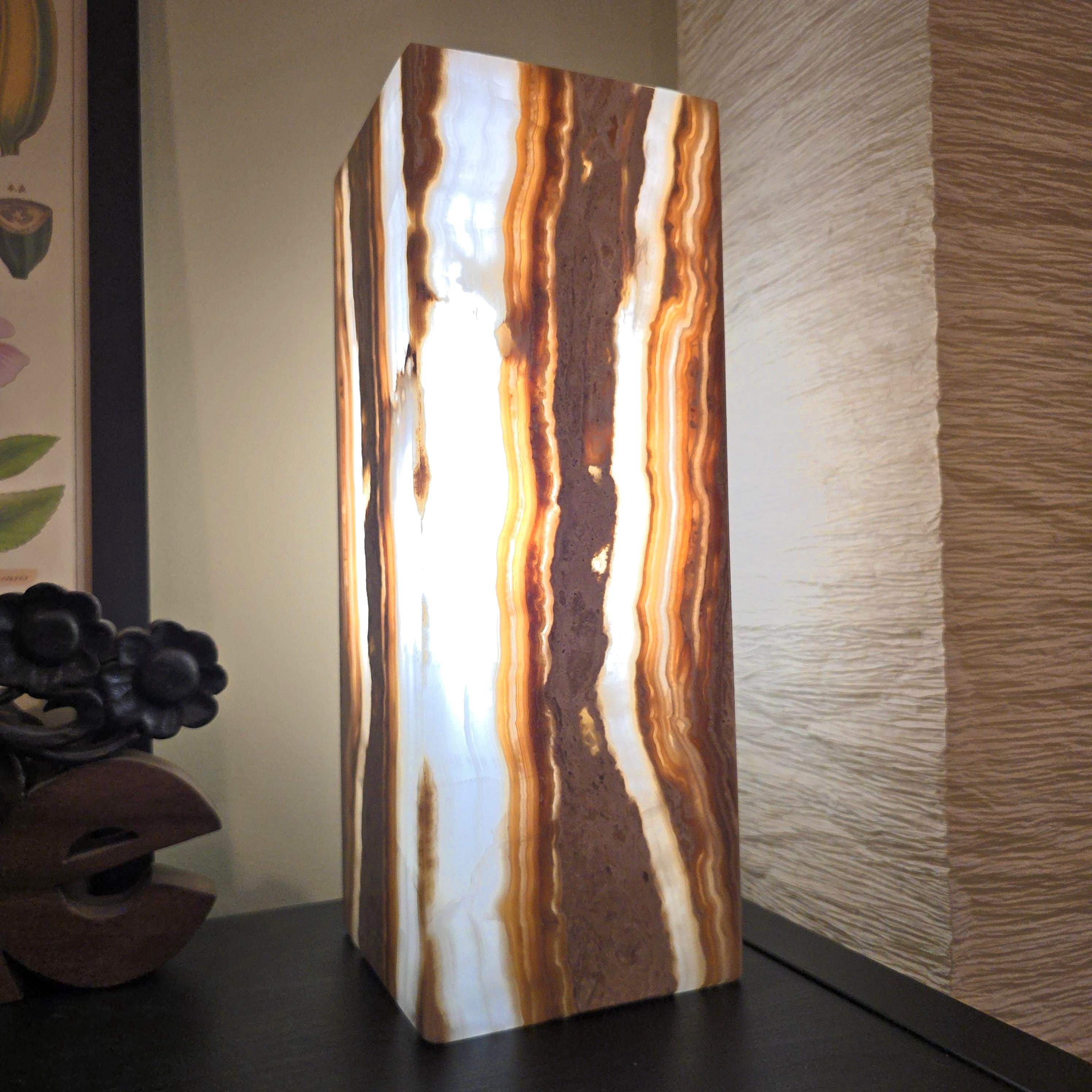 Onyx Table Lamp - 16 Inch Natural Stone Lamp from Mexico