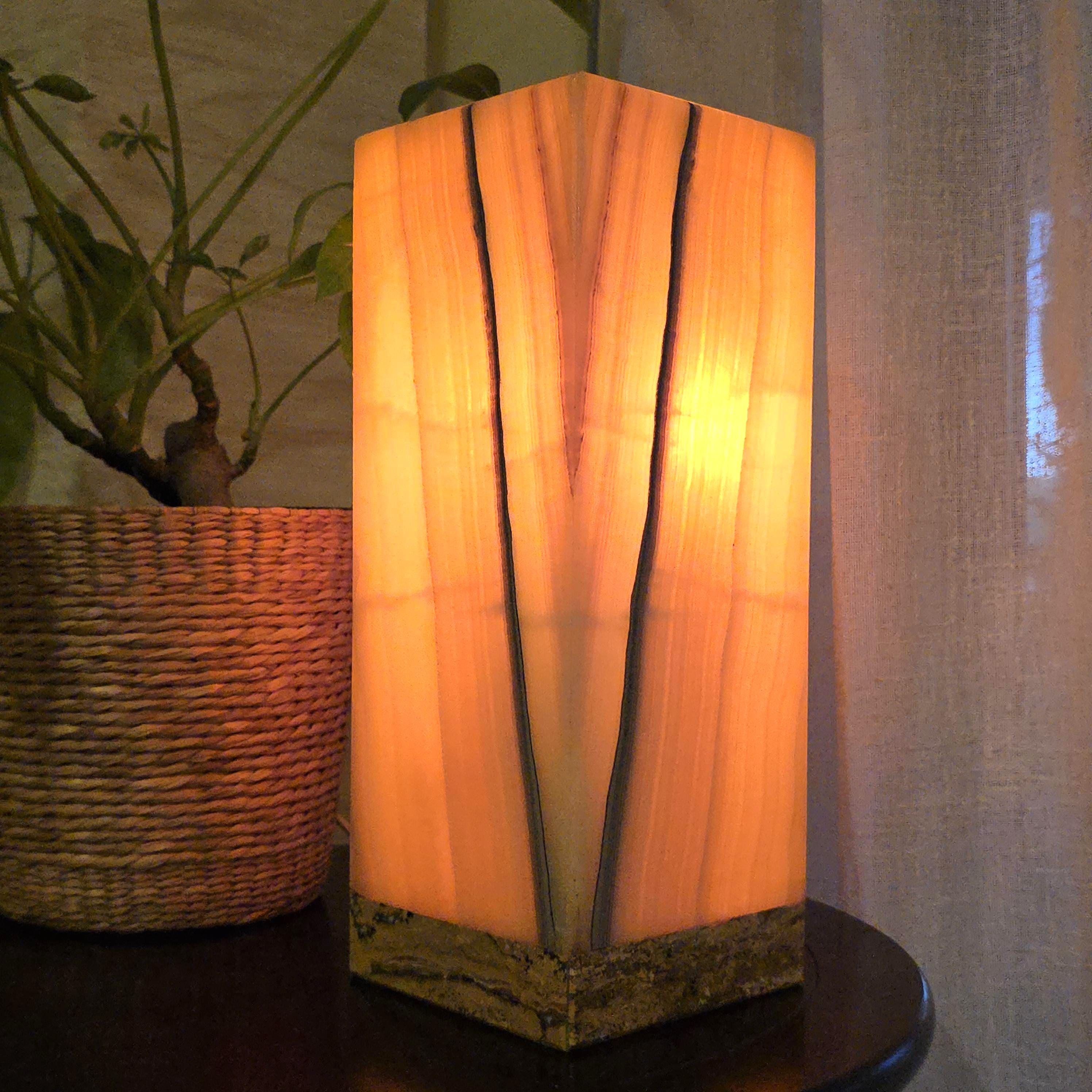 Onyx Table Lamp - 12 Inch Natural Stone Lamp from Mexico - Color Options