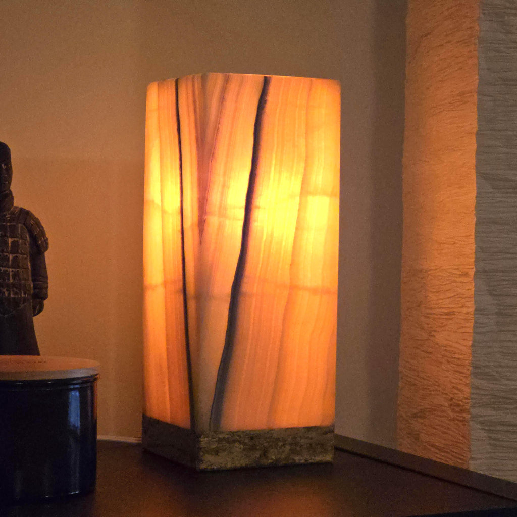 Onyx Table Lamp - 12 Inch Natural Stone Lamp from Mexico