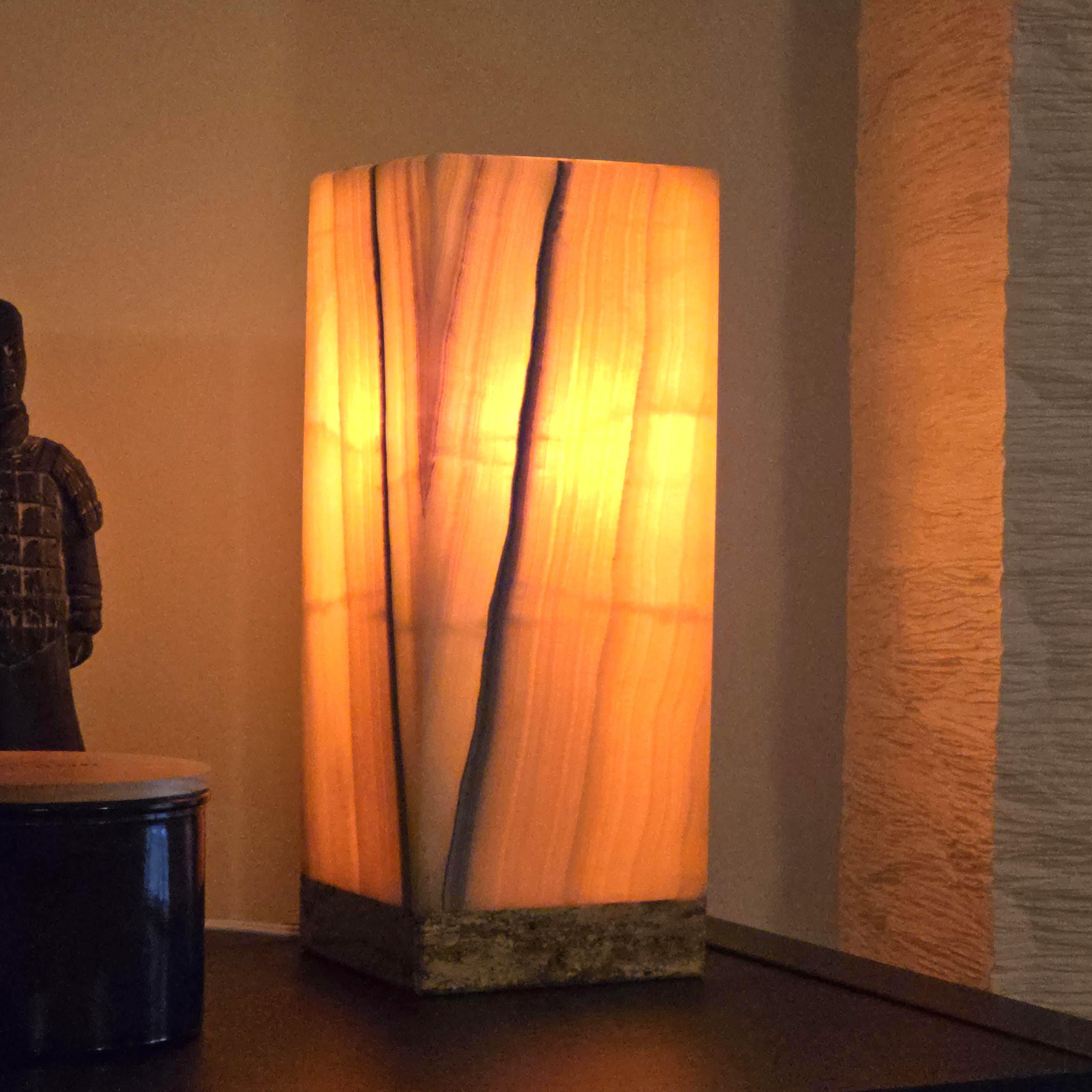 Onyx Table Lamp - 12 Inch Natural Stone Lamp from Mexico - Color Options