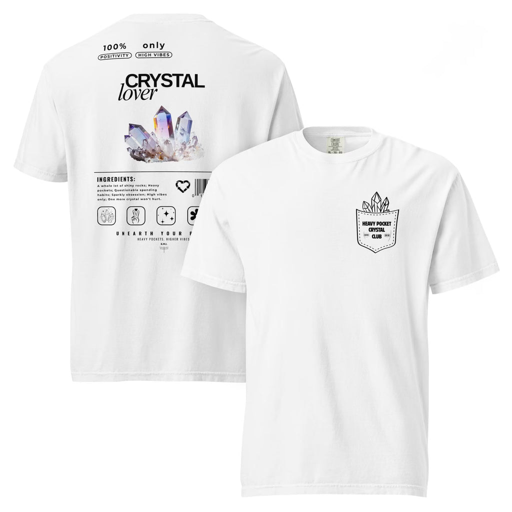 Crystal Lover T-Shirt - Aura Quartz Crystal - Funny Infographic Tee - Comfort Colors