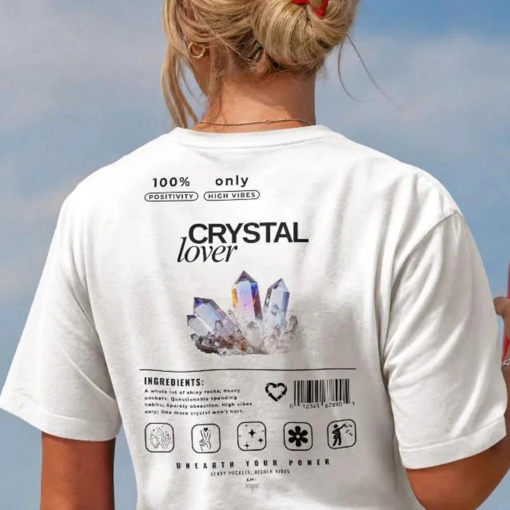 Crystal Lover T-Shirt - Aura Quartz Crystal - Funny Infographic Tee - Comfort Colors
