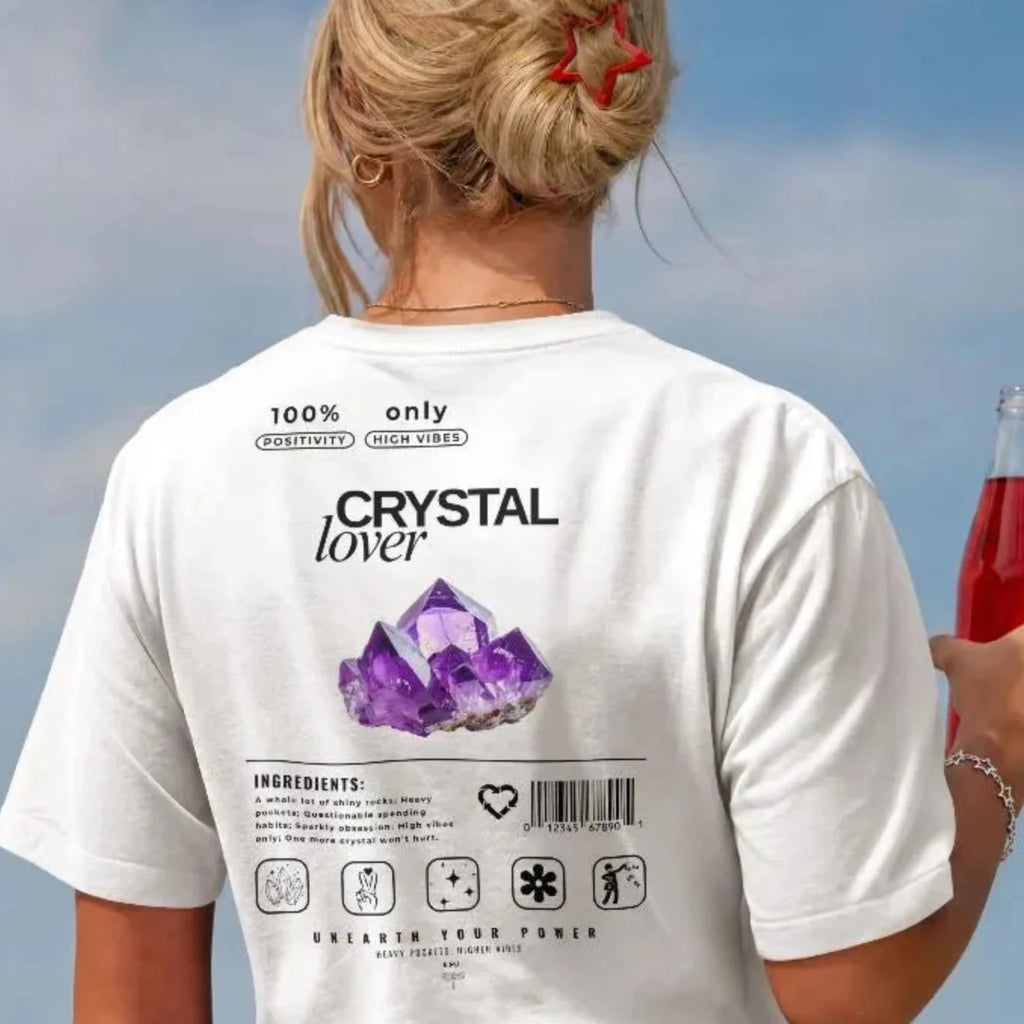 Crystal Lover T-Shirt - Amethyst Crystal - Funny Infographic Tee - Comfort Colors