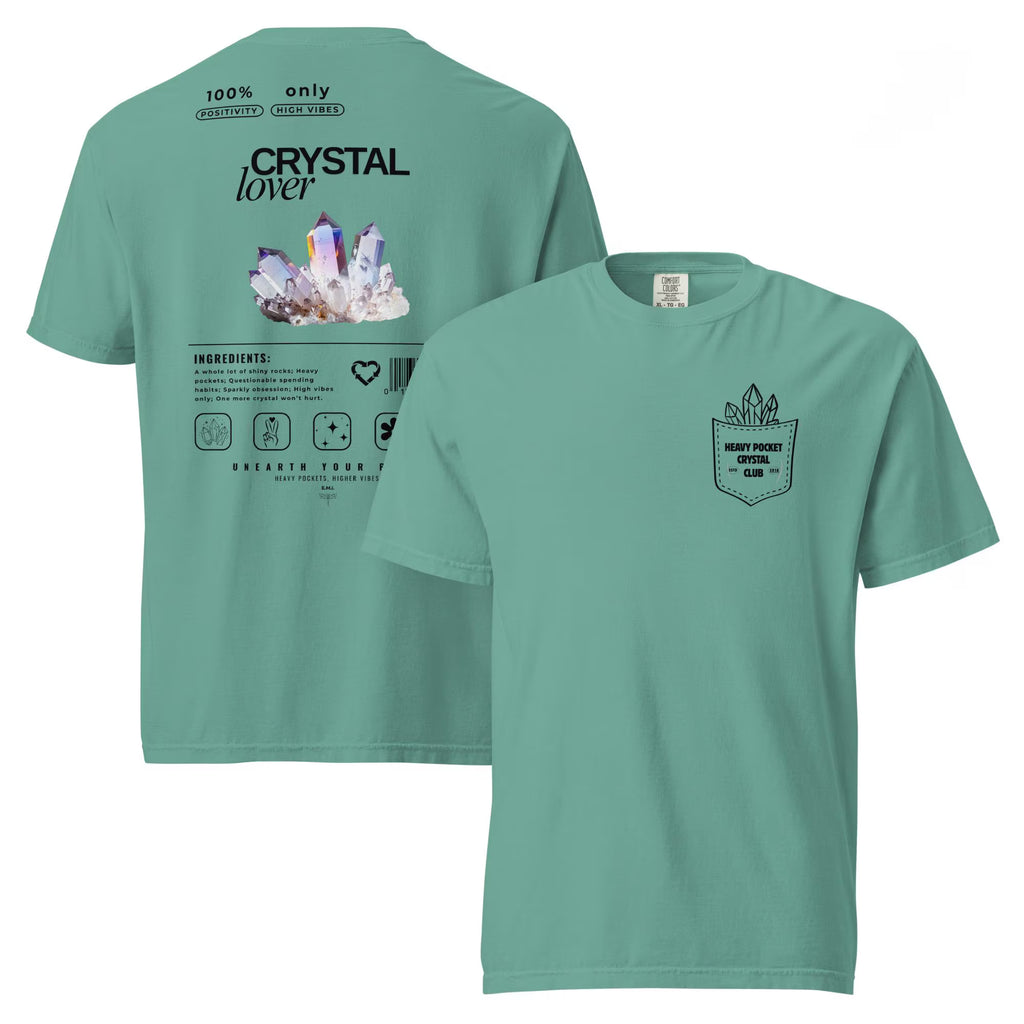 Crystal Lover T-Shirt - Aura Quartz Crystal - Funny Infographic Tee - Comfort Colors