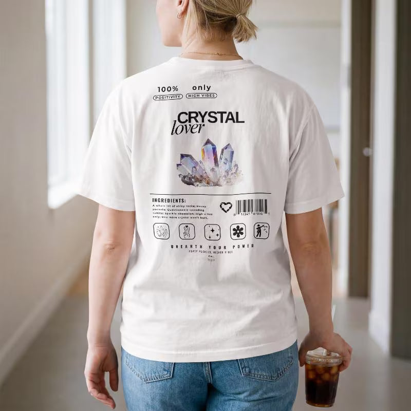 Crystal Lover T-Shirt - Aura Quartz Crystal - Funny Infographic Tee - Comfort Colors