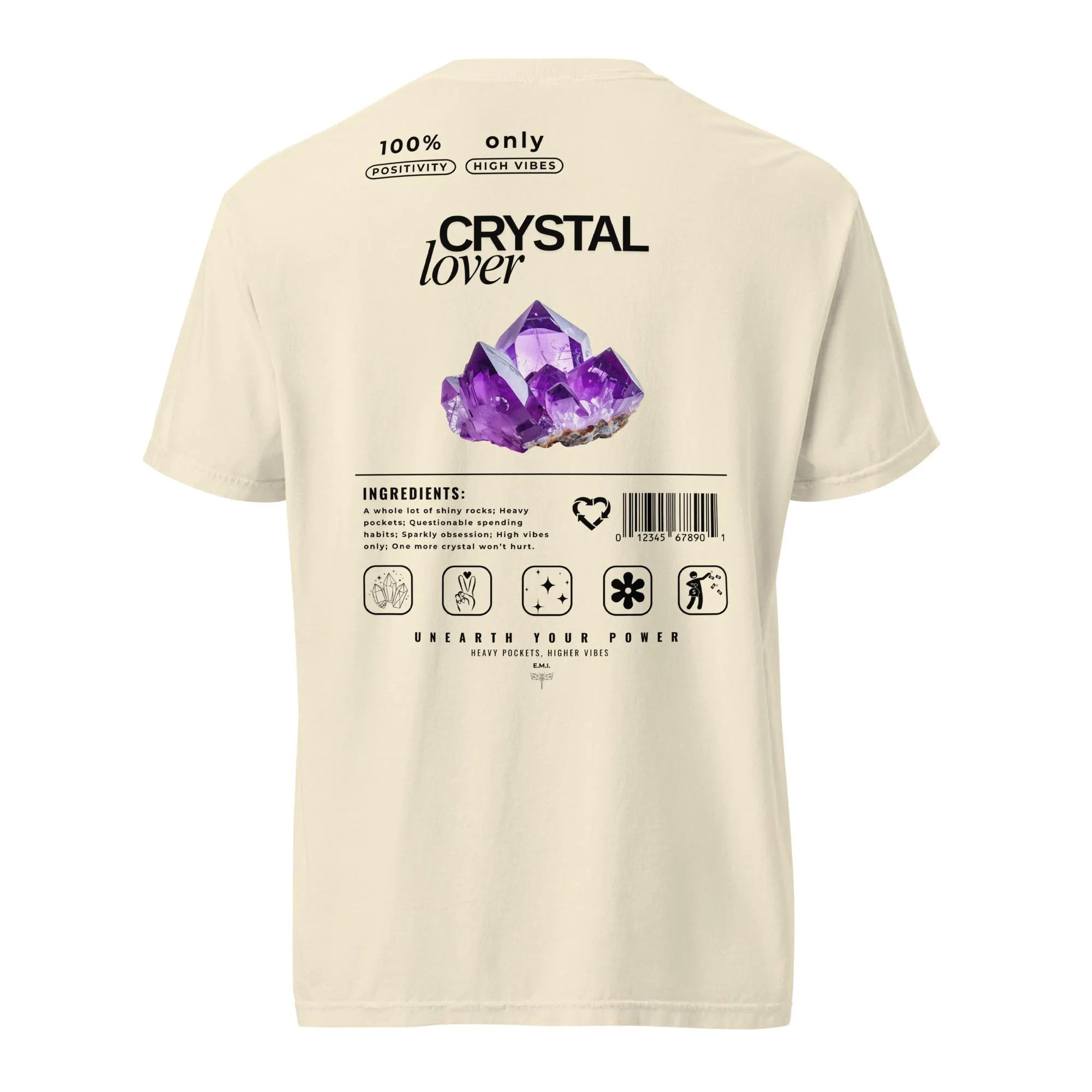 Crystal Lover T-Shirt - Amethyst Crystal - Funny Infographic Tee - Comfort Colors