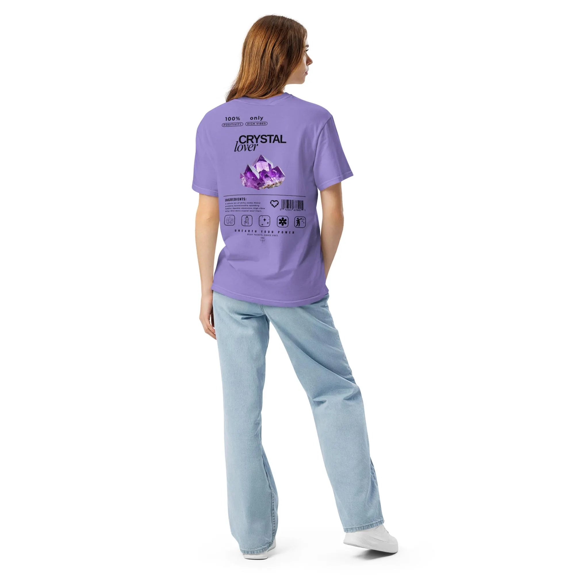 Crystal Lover T-Shirt - Amethyst Crystal - Funny Infographic Tee - Comfort Colors