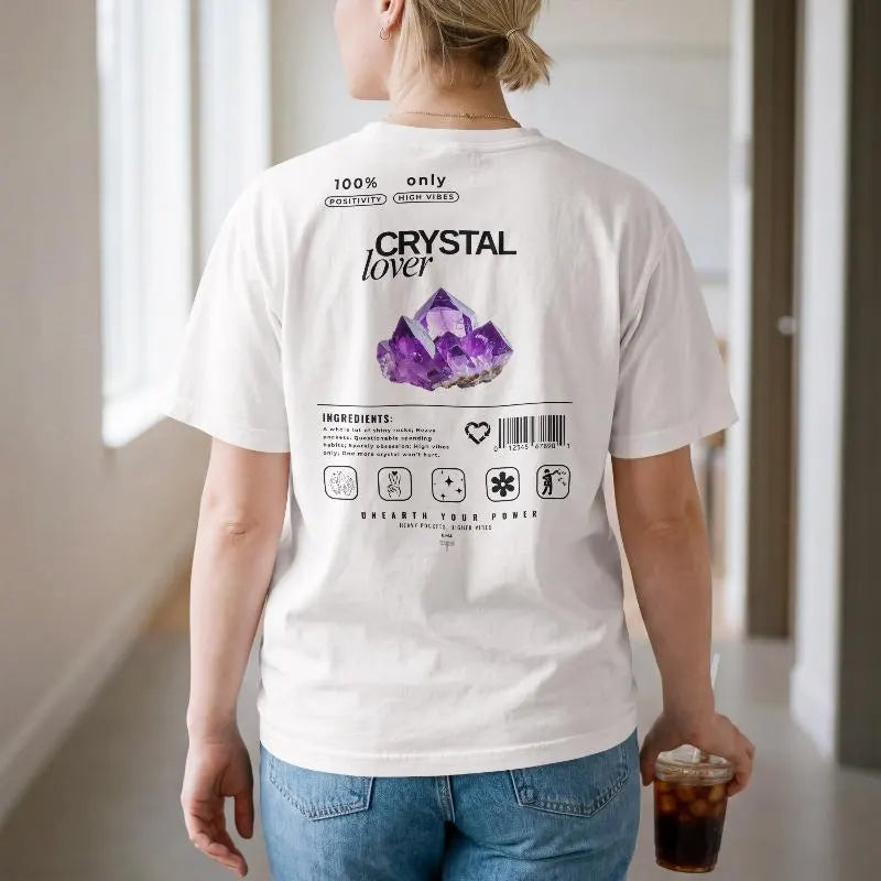Crystal Lover T-Shirt - Amethyst Crystal - Funny Infographic Tee - Comfort Colors