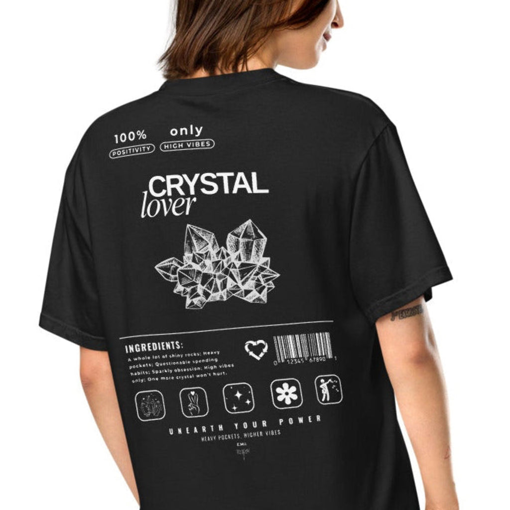 Crystal Lover T-Shirt - Crystal Cluster Sketch - Funny Infographic Tee - Comfort Colors