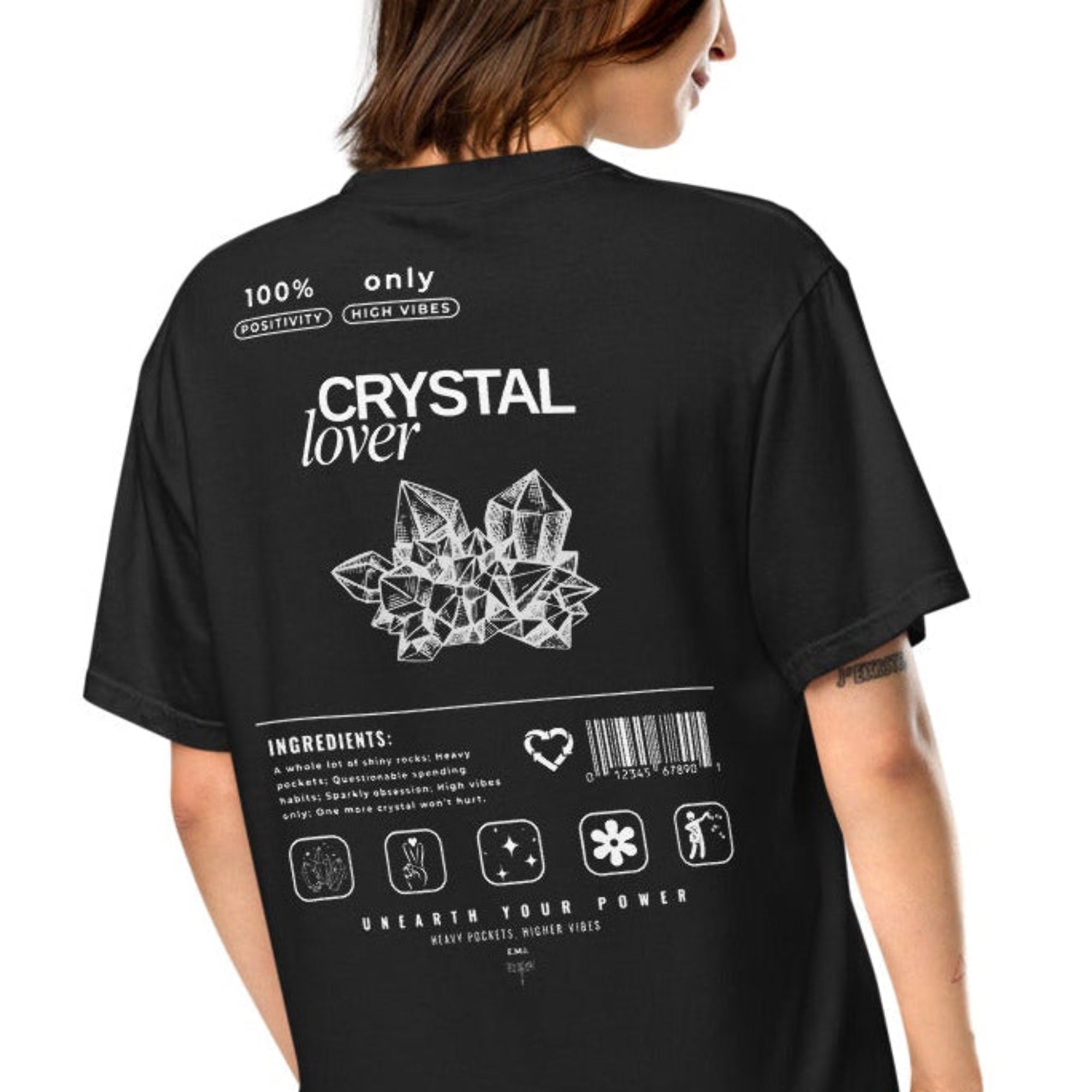 Crystal Lover T-Shirt - Crystal Cluster Sketch - Funny Infographic Tee - Comfort Colors