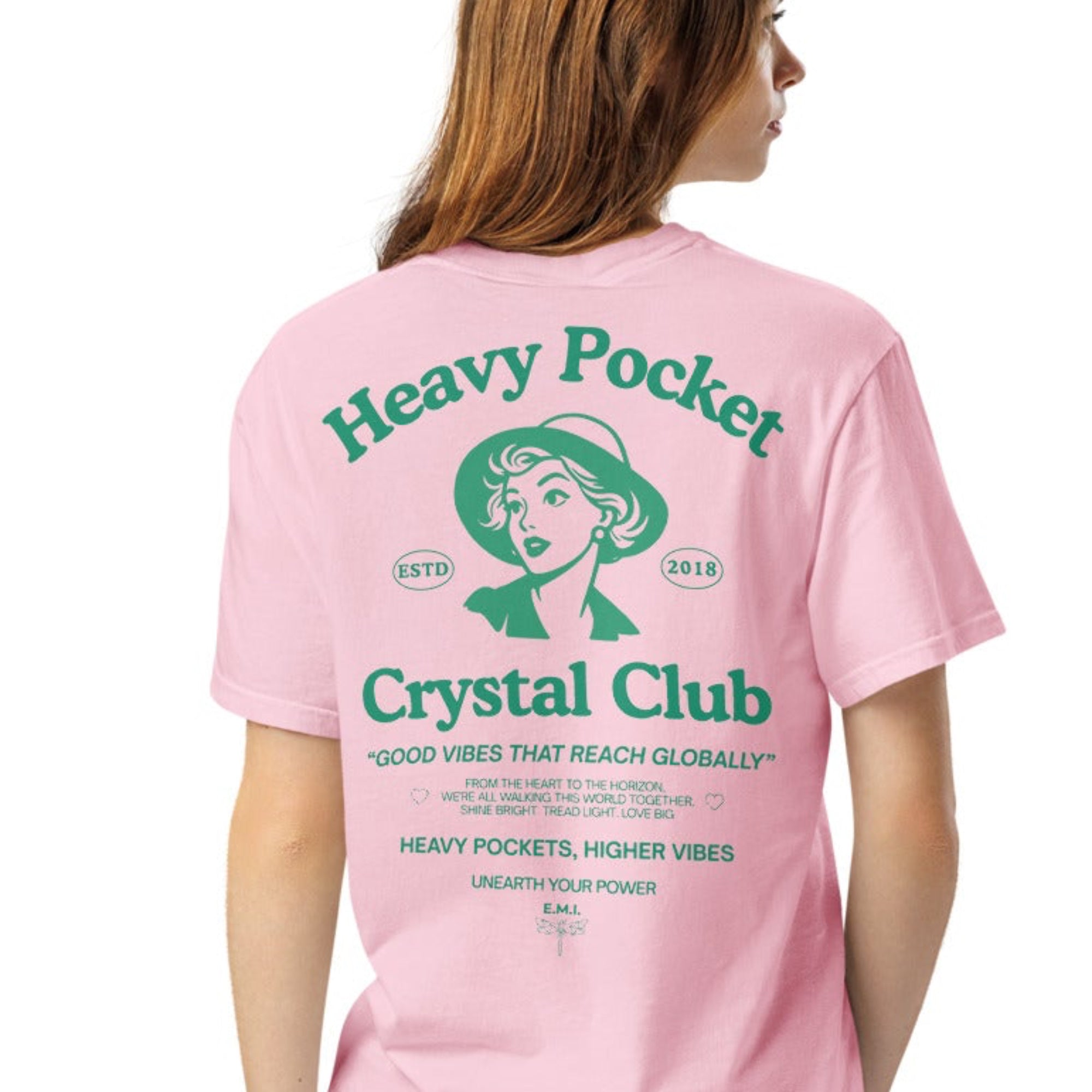 Heavy Pockets Crystal Club T-Shirt - Good Vibes That Reach Globally - Retro Crystal Lover Unisex Tee